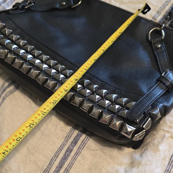 Black Studded Women's Shoulder Bag - Picture 6 of 9